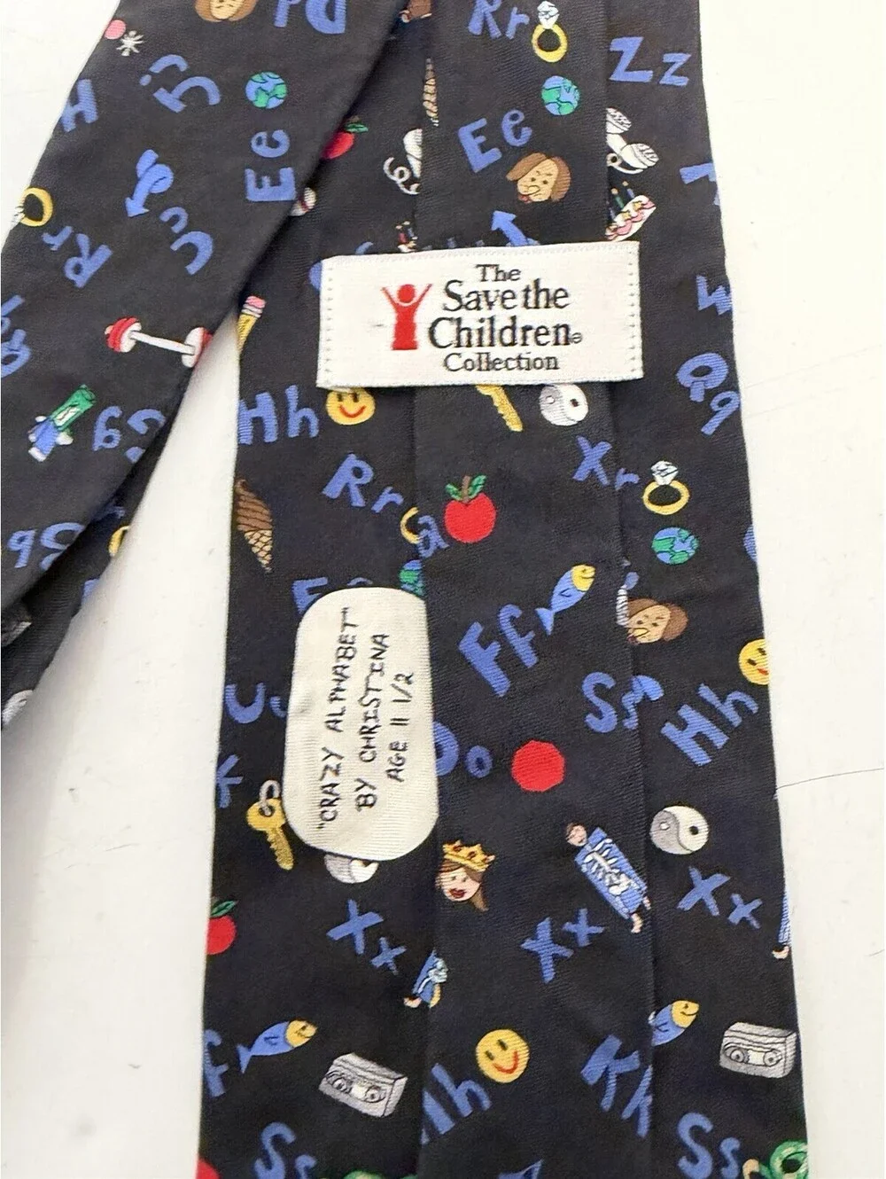 Mens The Save The Children Collection Tie Crazy Alphabet 100%Silk